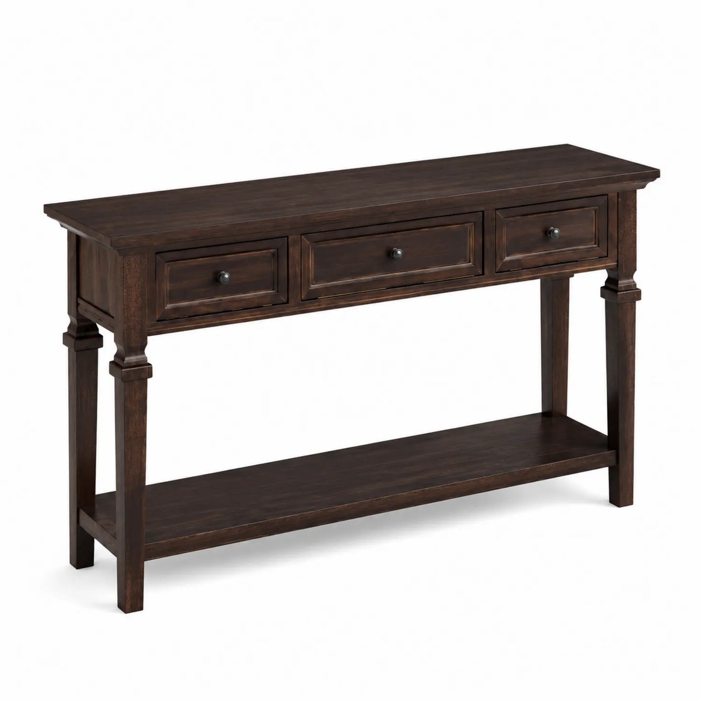 Console en bois avec tiroirs et étagère inférieure 120cm