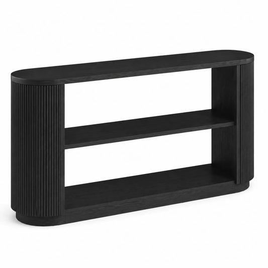 Console en Bois Noir 120 cm avec 2 Étagères