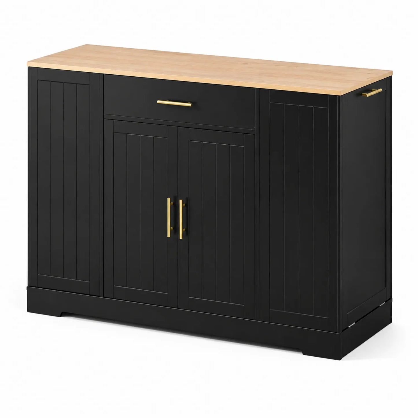 Buffet en bois avec plateau en chêne et poignées en métal