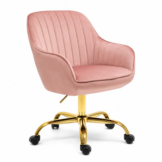 Chaise de bureau en velours avec roulettes
