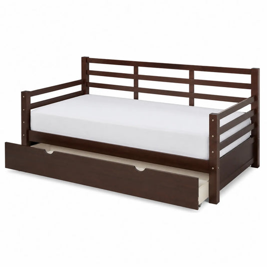 Lit gigogne en bois Marron avec tiroir intégral 90x200 cm