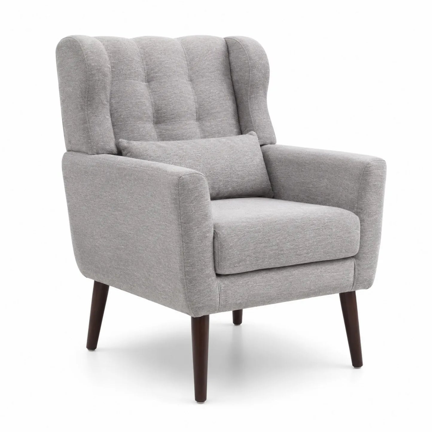 Fauteuil en Tissu Gris avec Jambes en Bois