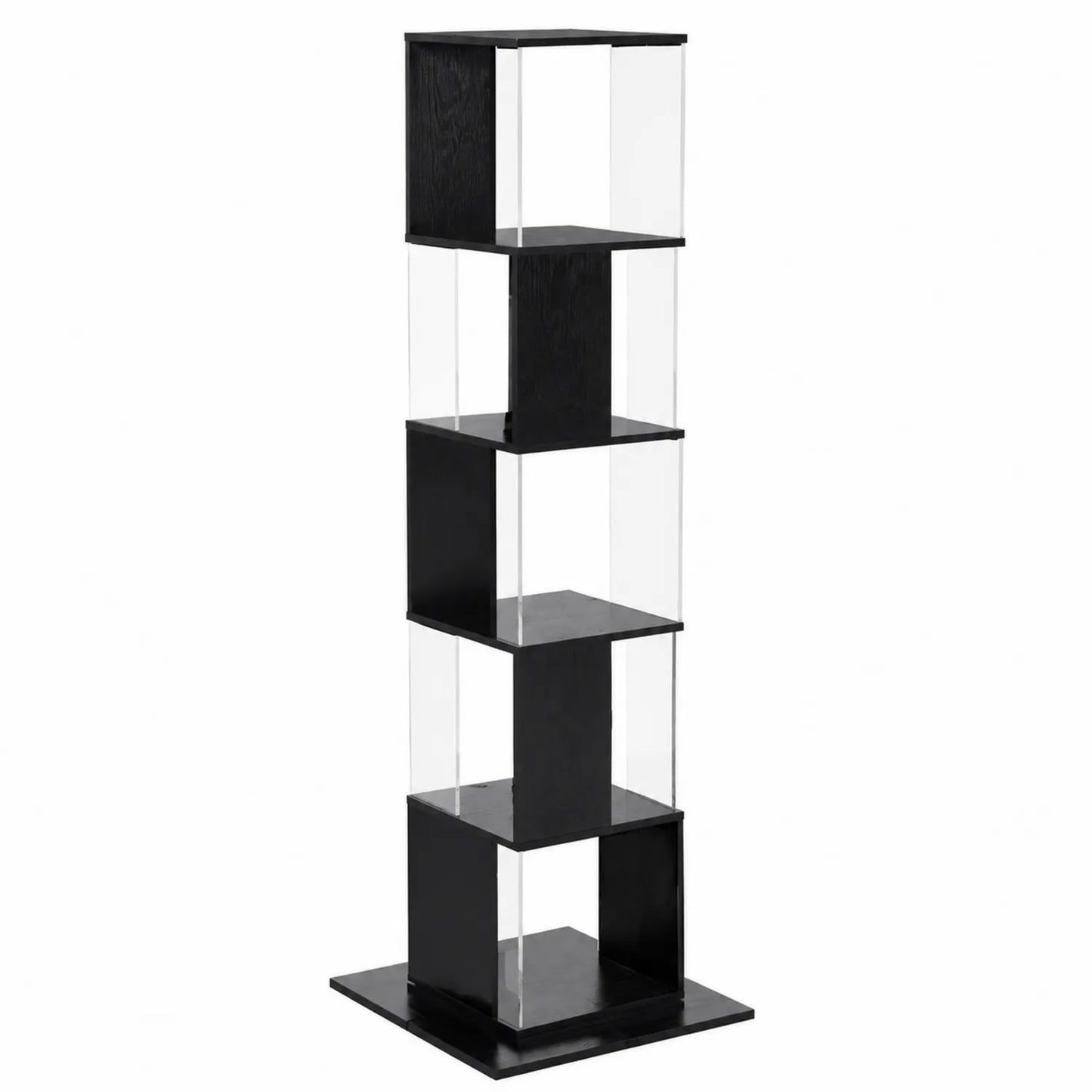 Étagère à 5 niveaux en bois et acrylique noir et transparent