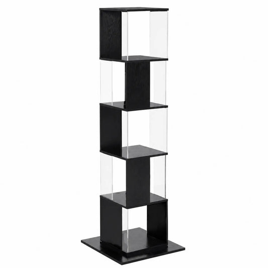 Étagère à 5 niveaux en bois et acrylique noir et transparent