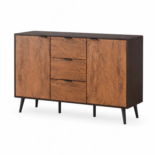 Buffet en bois avec placage et pieds métalliques
