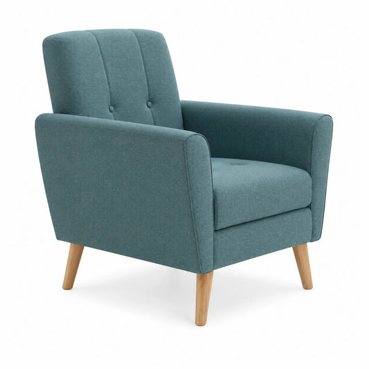 Fauteuil en tissu Vert avec pieds en bois